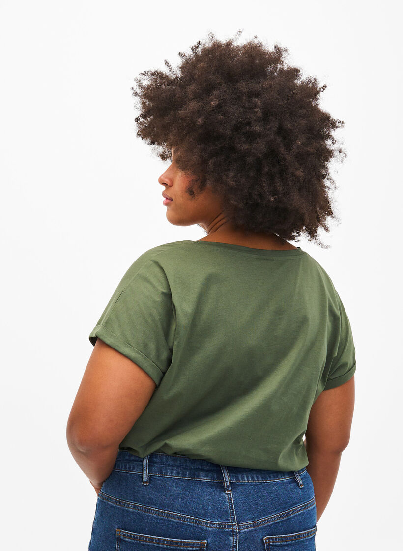 T-shirt i økologisk bomuld med guldtryk, Thyme W. Free, Model image number 1