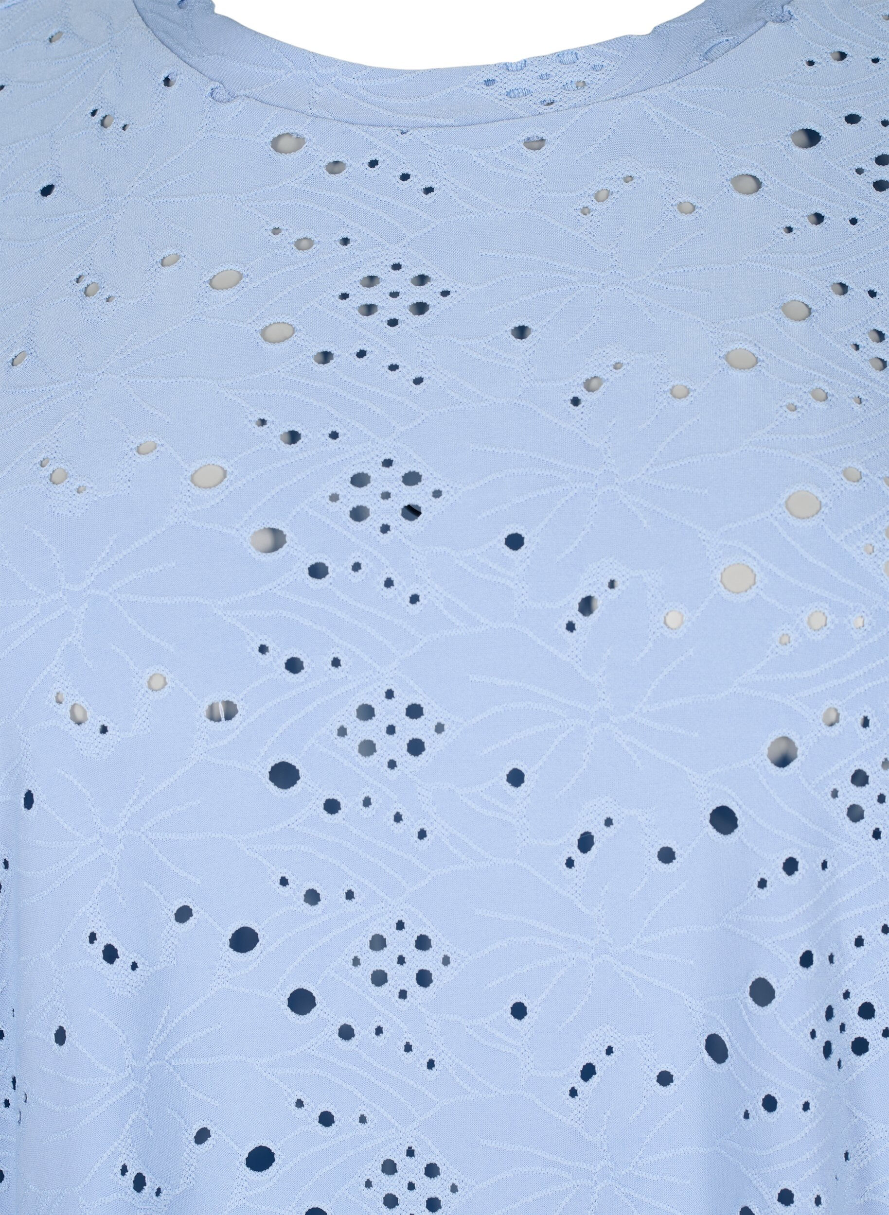 Zizzi Lang&aelig;rmet bluse med hulm&oslash;nster, Serenity, Packshot image number 2