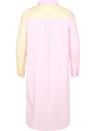 Lang bomuldsskjorte med color-block, Popcorn/Pink, Packshot image number 1