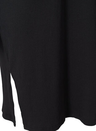Kortærmet ribkjole med slids, Black, Packshot image number 3