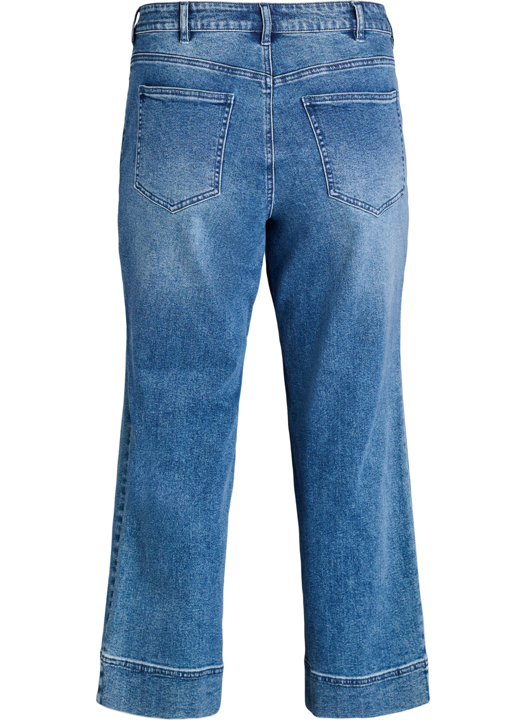 Zizzi Straight fit Kiana jeans med markante syninger, Bl&aring;, Packshot image number 1