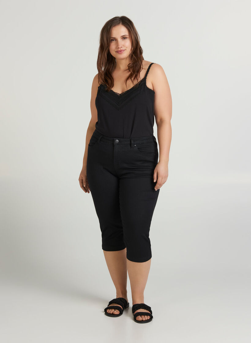 Slim fit Emily capri jeans, Sort, Model image number 1