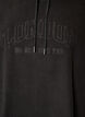 Fleecehoodie med h&oslash;j hals og broderet tekst, Sort, Packshot image number 2