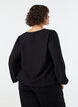 Viskosebluse med V-hals og ballonpasform, Sort, Model image number 2