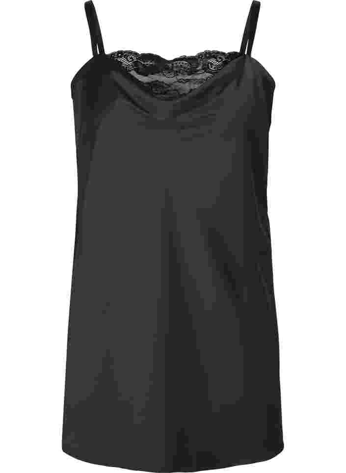 Støt Brysterne - Natkjole med blonder, Black, Packshot image number 0