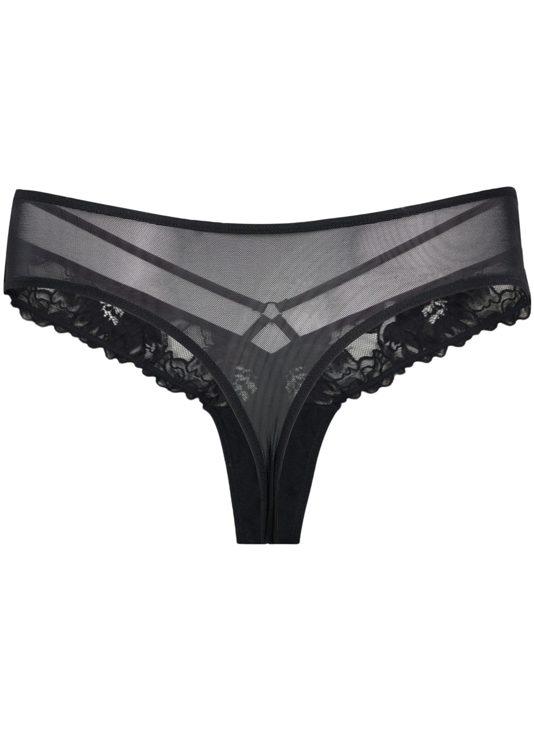 Zizzi Blonde g-streng med string og mesh , Black, Packshot image number 1