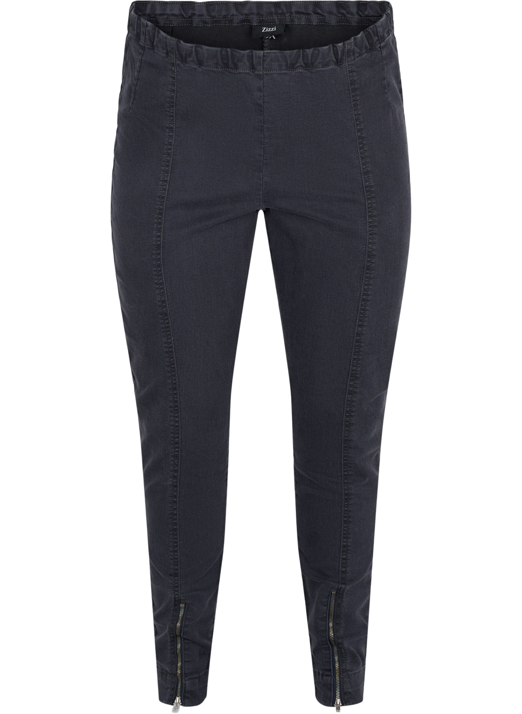 Zizzi Jeggings med lynl&aring;s detalje , Grey Wash, Packshot image number 0