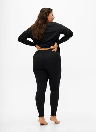 Tætsiddende bukser i rib, Black, Model image number 1