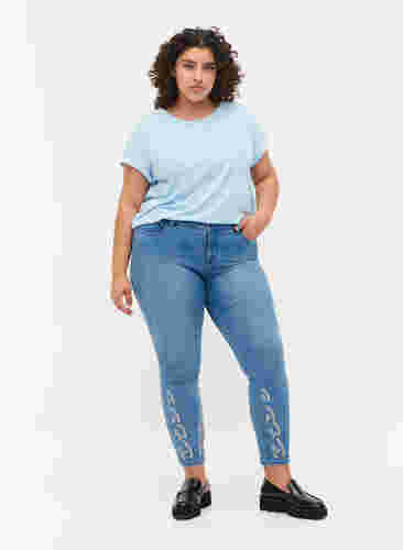 Kortærmet t-shirt i bomuldsblanding, Chambray Blue , Model image number 2