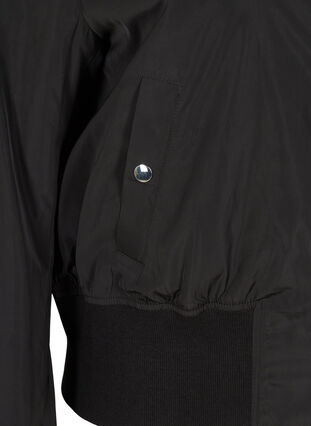 Bomberjakke med lommer og rib, Black, Packshot image number 3