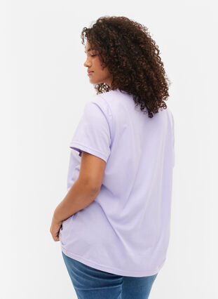 Bomulds t-shirt med printdetalje, Lavender ARIZONA, Model image number 1