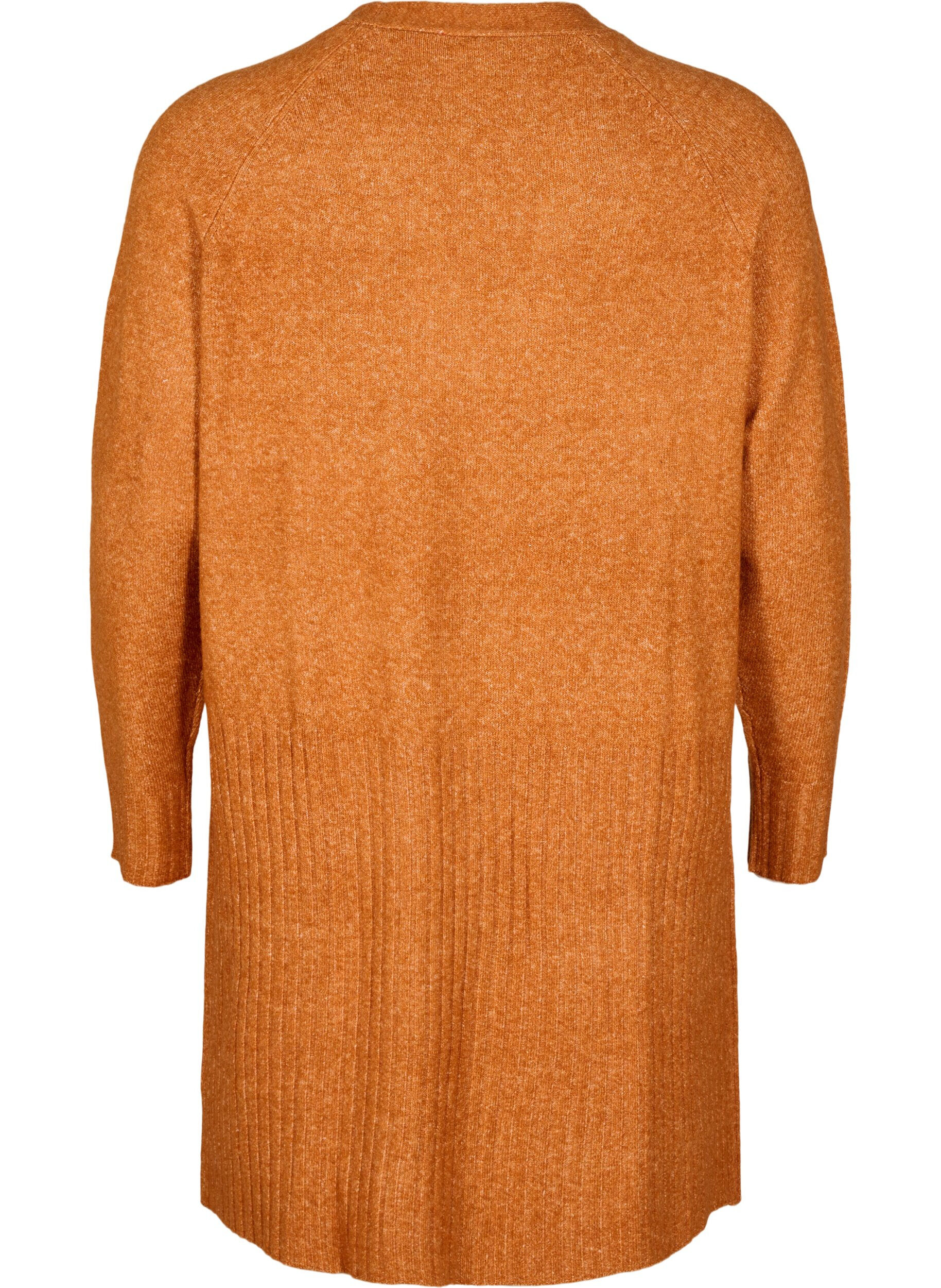 Zizzi Lang cardigan med lommer, Autumnal Mel., Packshot image number 1
