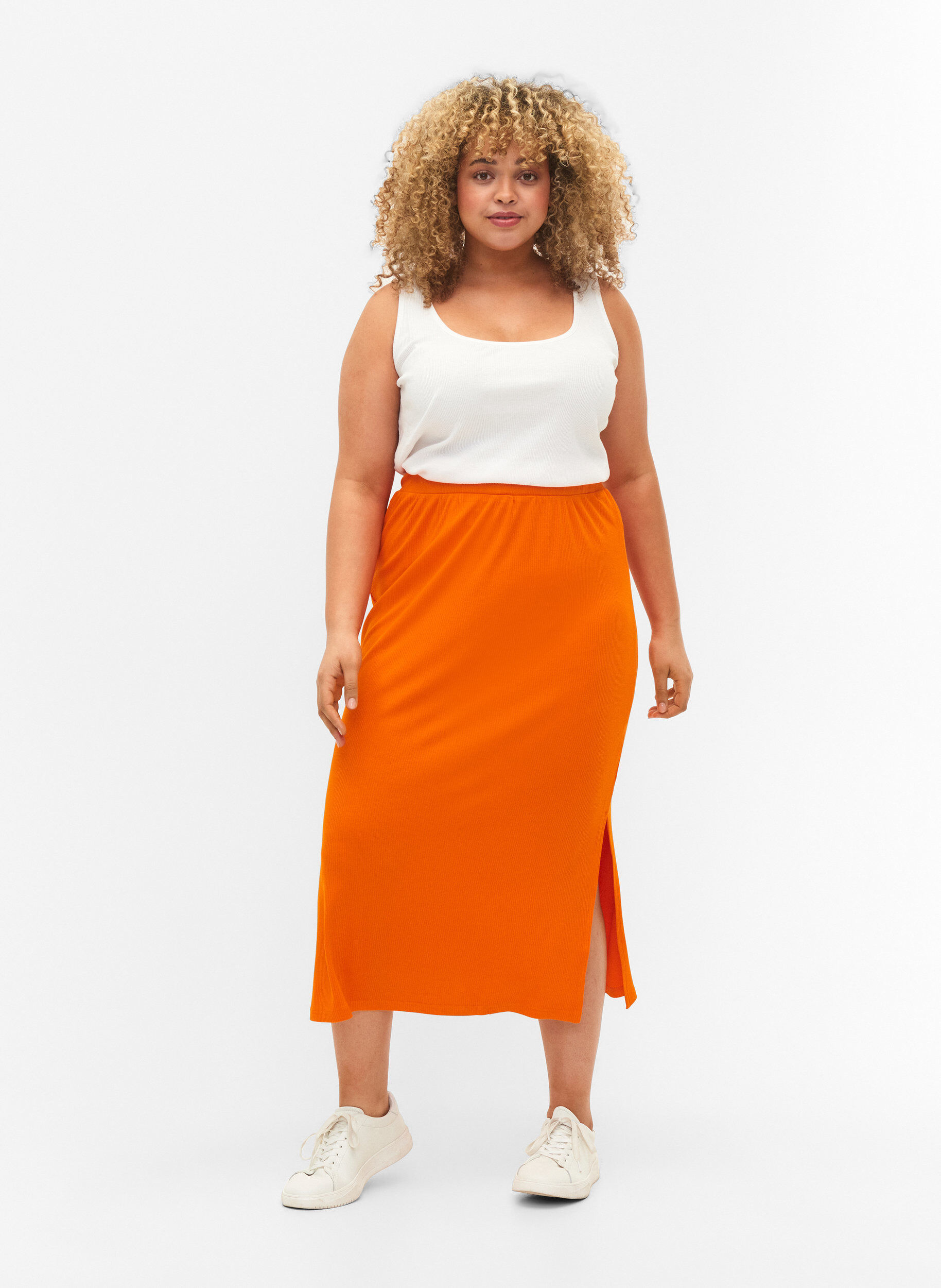 Zizzi 2-pak basis tanktop i rib, Black/Bright White, Model image number 2