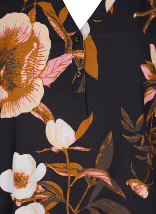 Bluse i viskose med blomsterprint, Black Flower AOP, Packshot image number 2