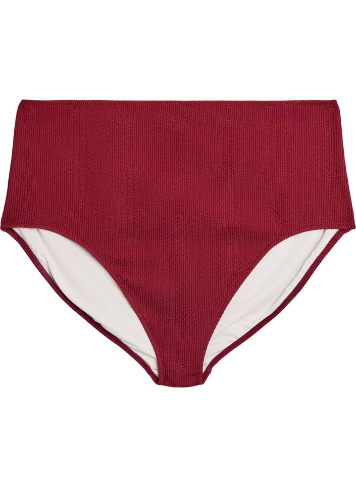 Bikinitrusse med h&oslash;j talje og struktur, R&oslash;d, Packshot image number 0