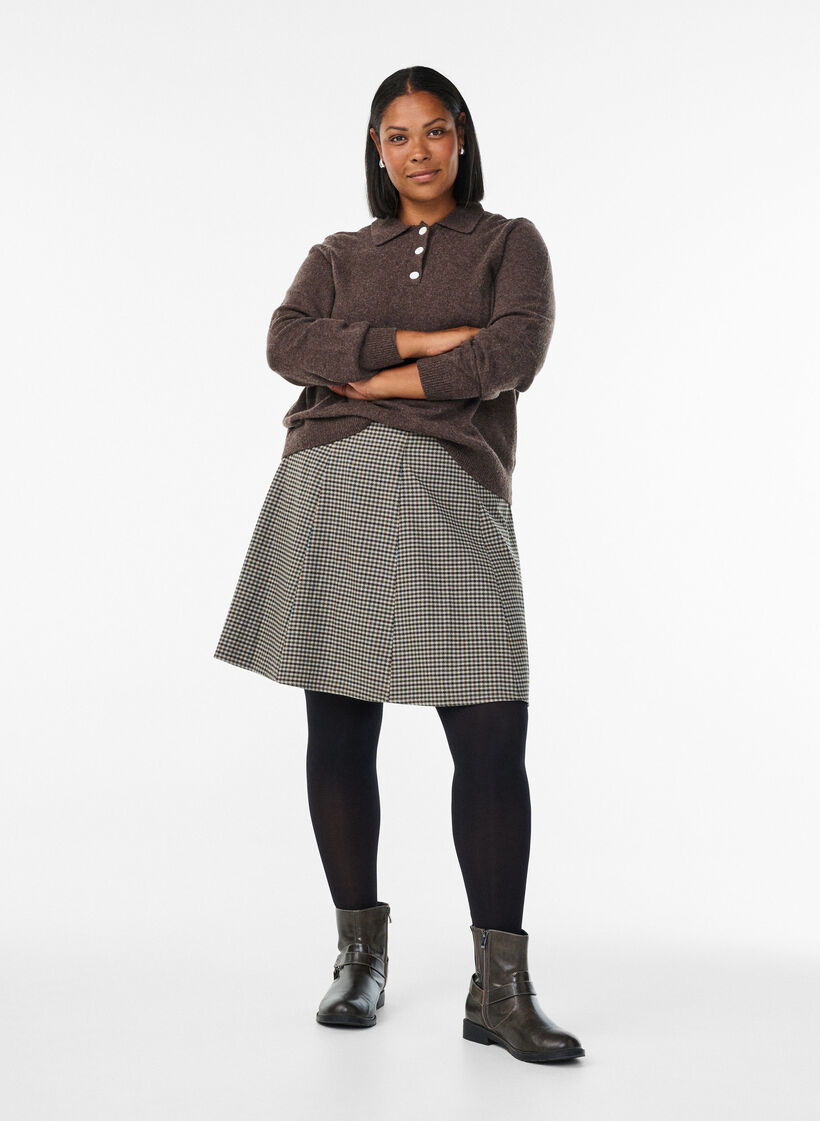 Kort nederdel med A-shape, Brun, Model image number 1