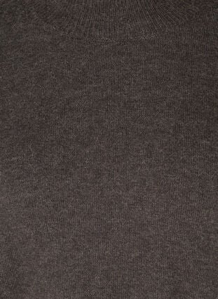 Strikbluse med mønstrede ballonærmer, Dark Grey Melange, Packshot image number 2