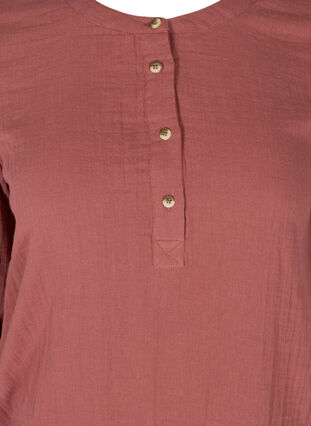 Bomulds bluse med knapper og 3/4 ærmer, Wild Ginger, Packshot image number 2