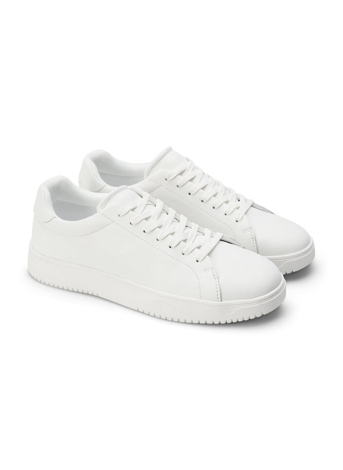Wide fit - Læder sneakers, White, Packshot image number 3