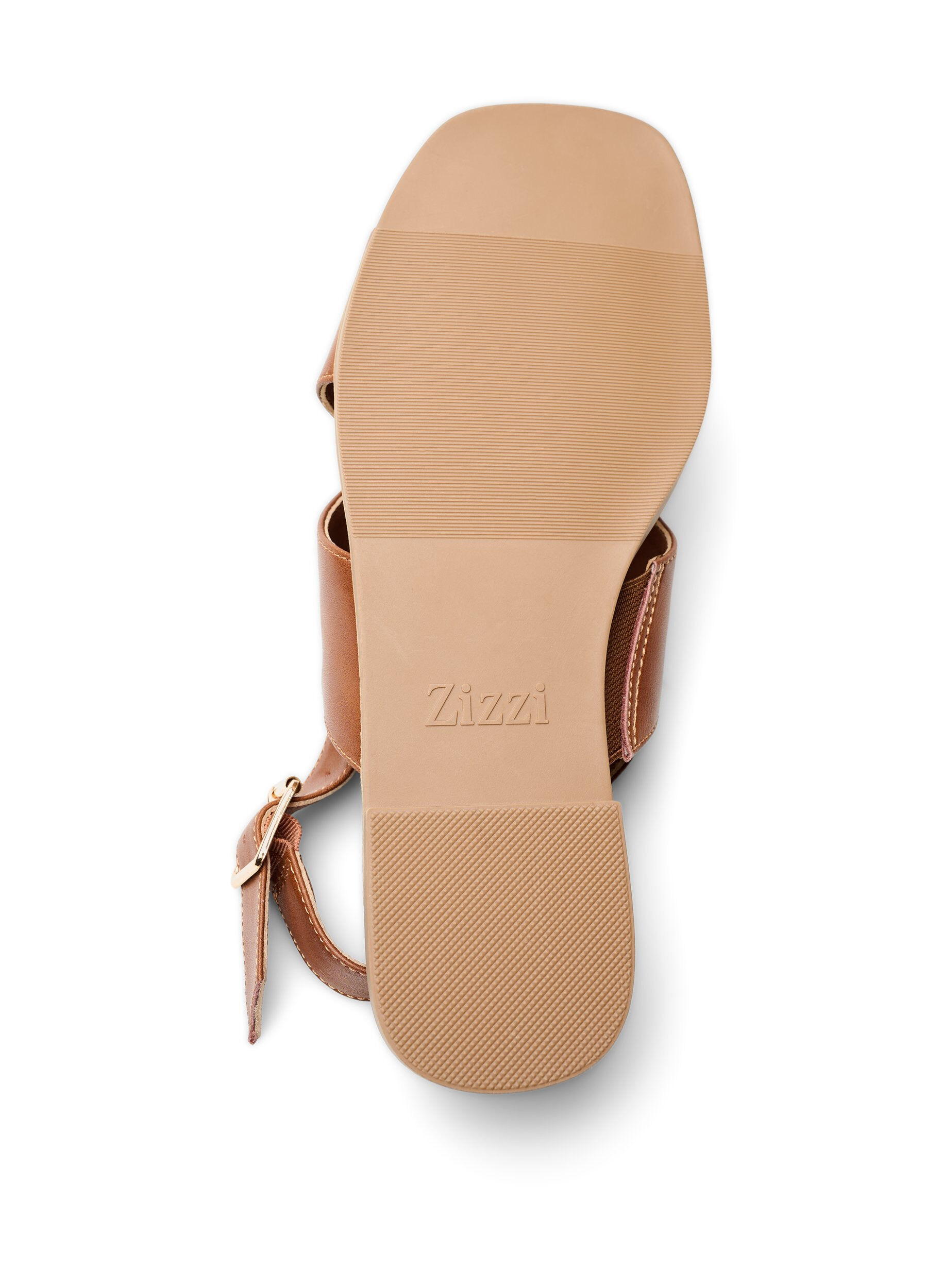 Zizzi L&aelig;dersandal med krydsremme, Brun, Packshot image number 4