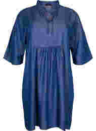 Kjole med 3/4 ærmer i lyocell (TENCEL™), Blue denim
