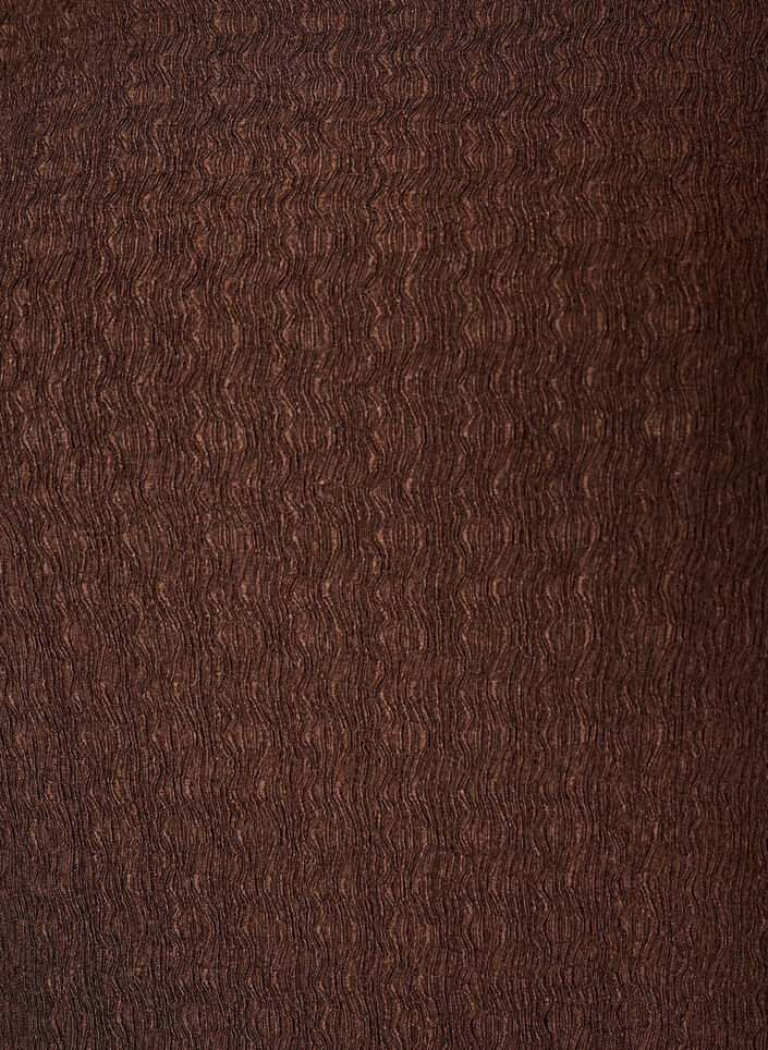 Midikjole med b&oslash;lget struktur og lange &aelig;rmer, Brun, Packshot image number 2