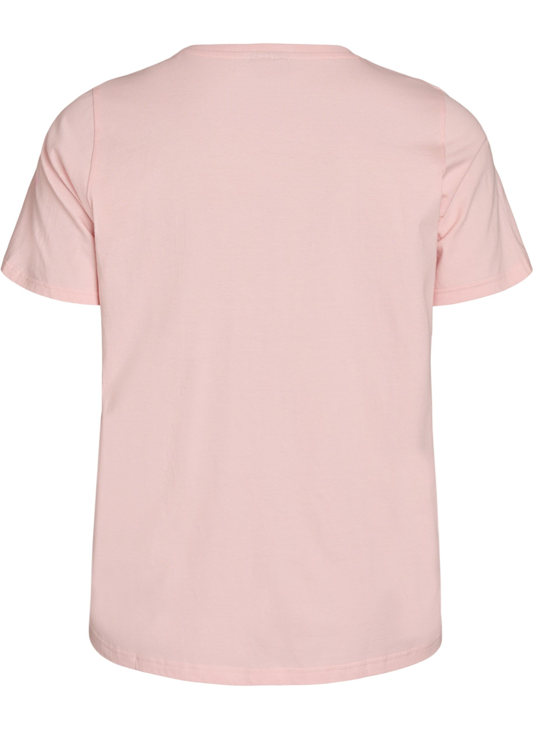 ZizziT-shirt i &oslash;kologisk bomuld med frontmotiv, Lyser&oslash;d, Packshot image number 1