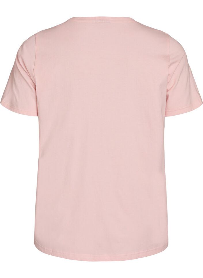 T-shirt i &oslash;kologisk bomuld med frontmotiv, Lyser&oslash;d, Packshot image number 1