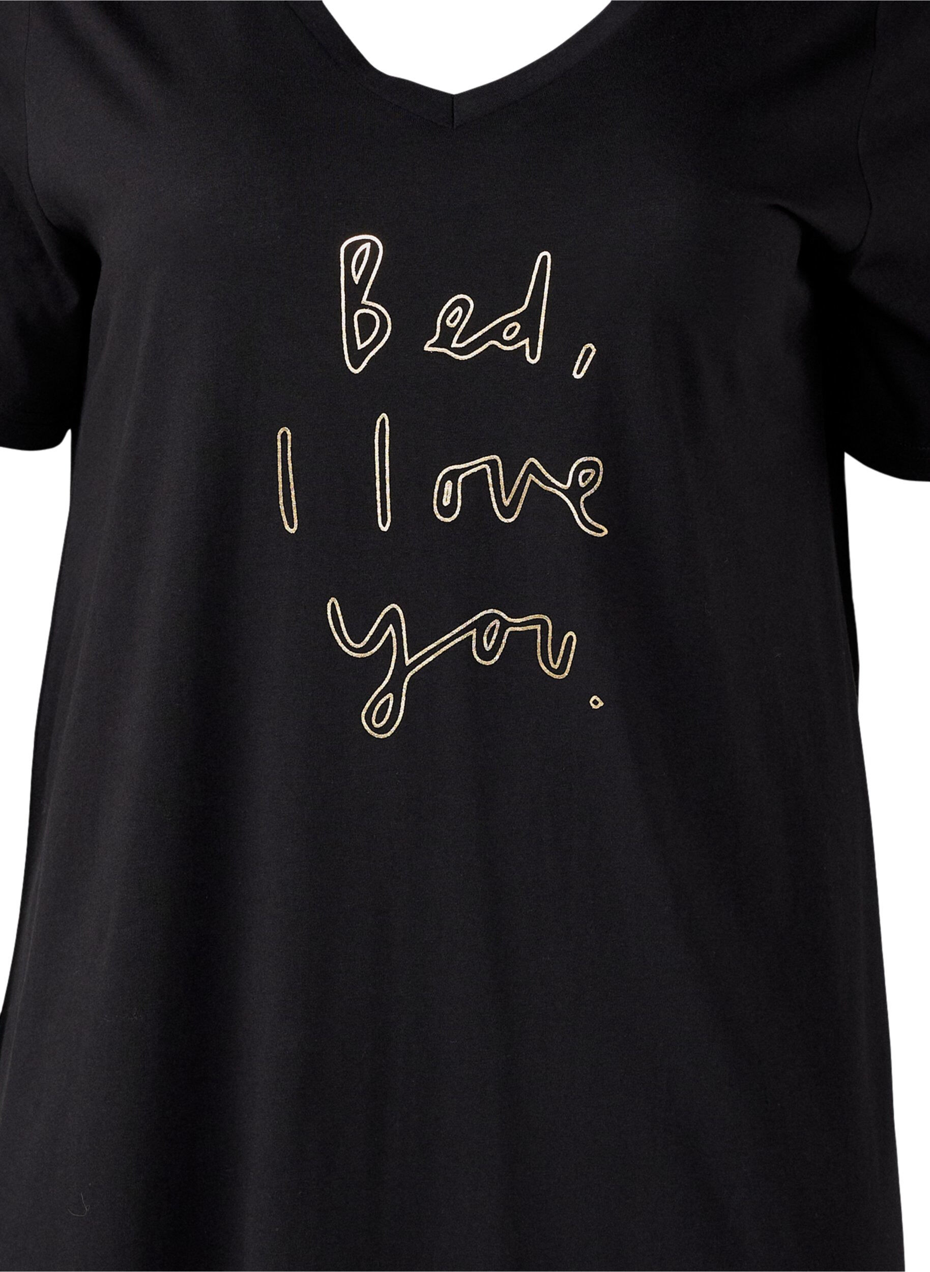 Zizzi Natkjole i &oslash;kologisk bomuld med v-hals , , Packshot image number 2