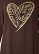 Natbluse i bomuld med hjerteprint, Brun, Packshot image number 2