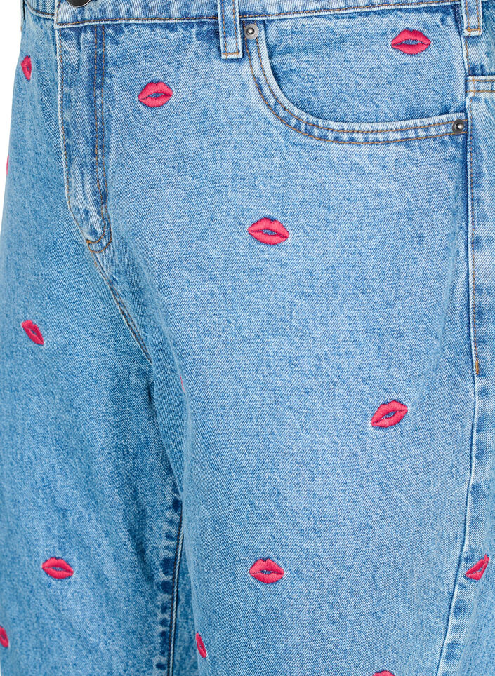 Højtaljede Gemma jeans med lips, Blå, Packshot image number 2