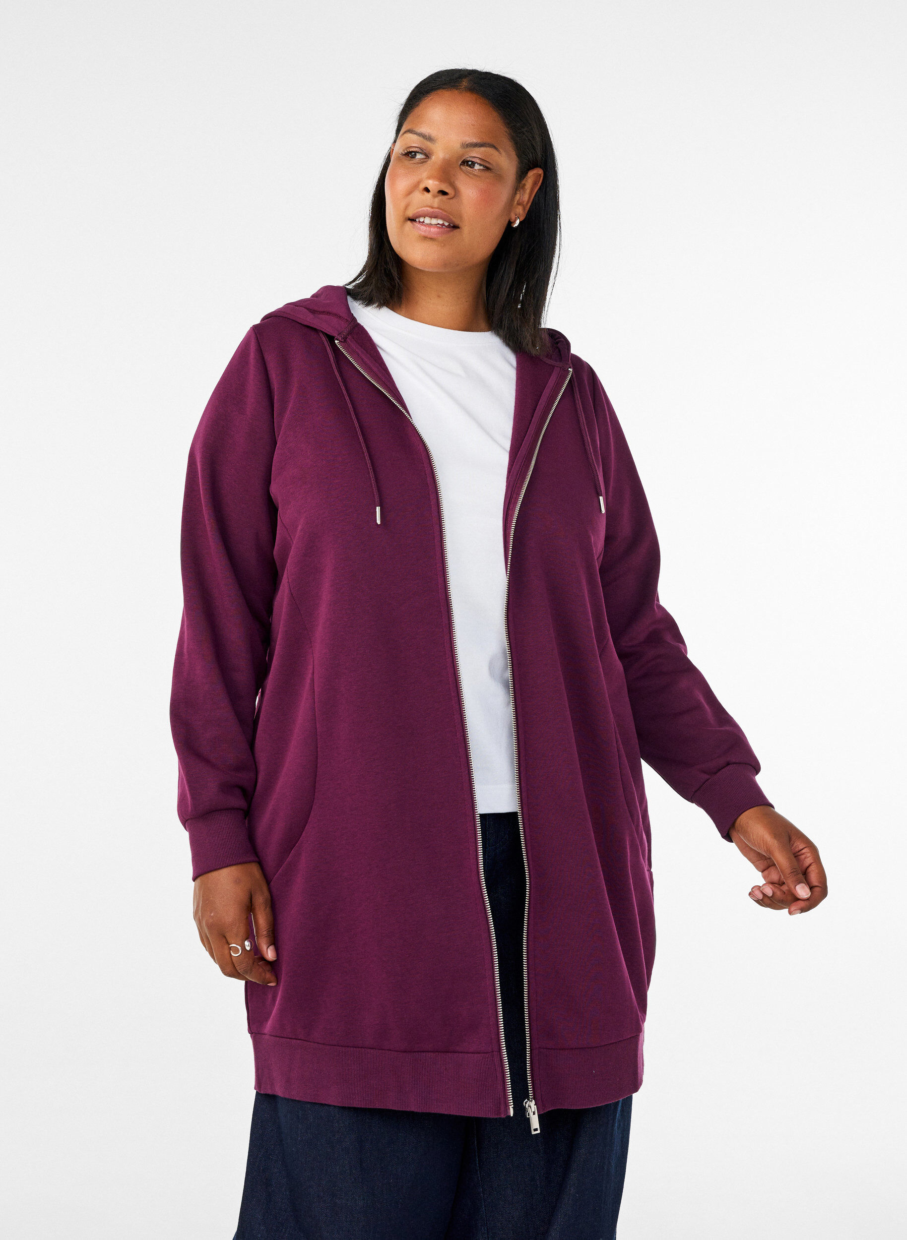 ZizziBluse med balloneffekt og chiffondetaljer, R&oslash;d, Model image number 0