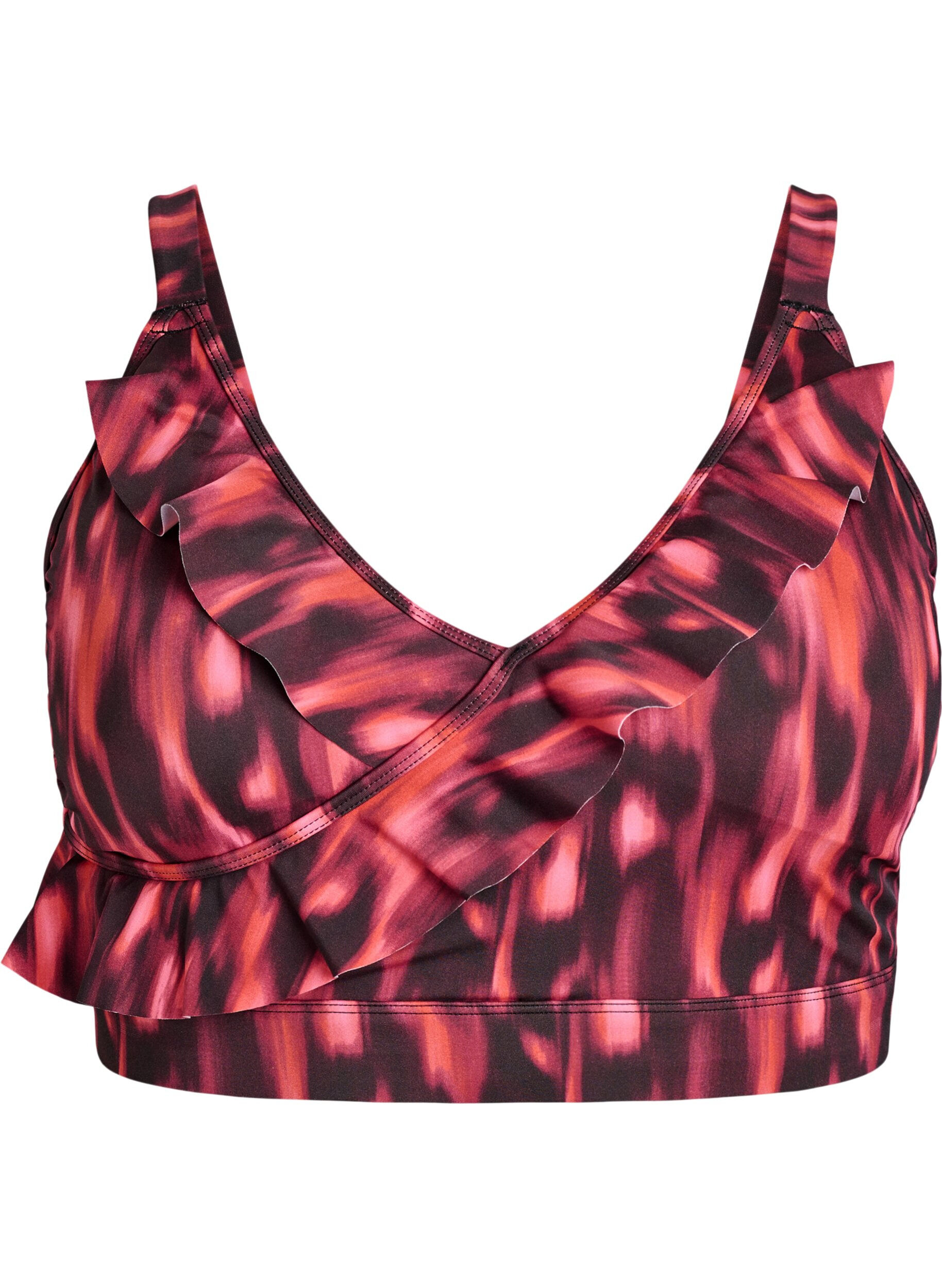 Bikini bh med print og fl&aelig;sedetaljer