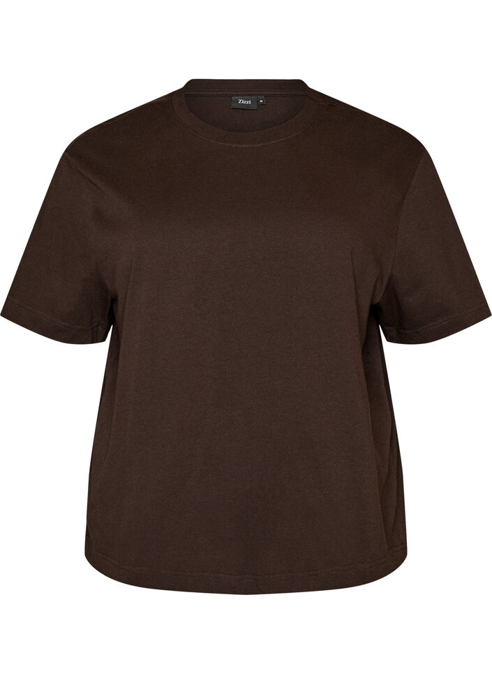 Boxy T-shirt i bomuld, Brun, Packshot image number 0