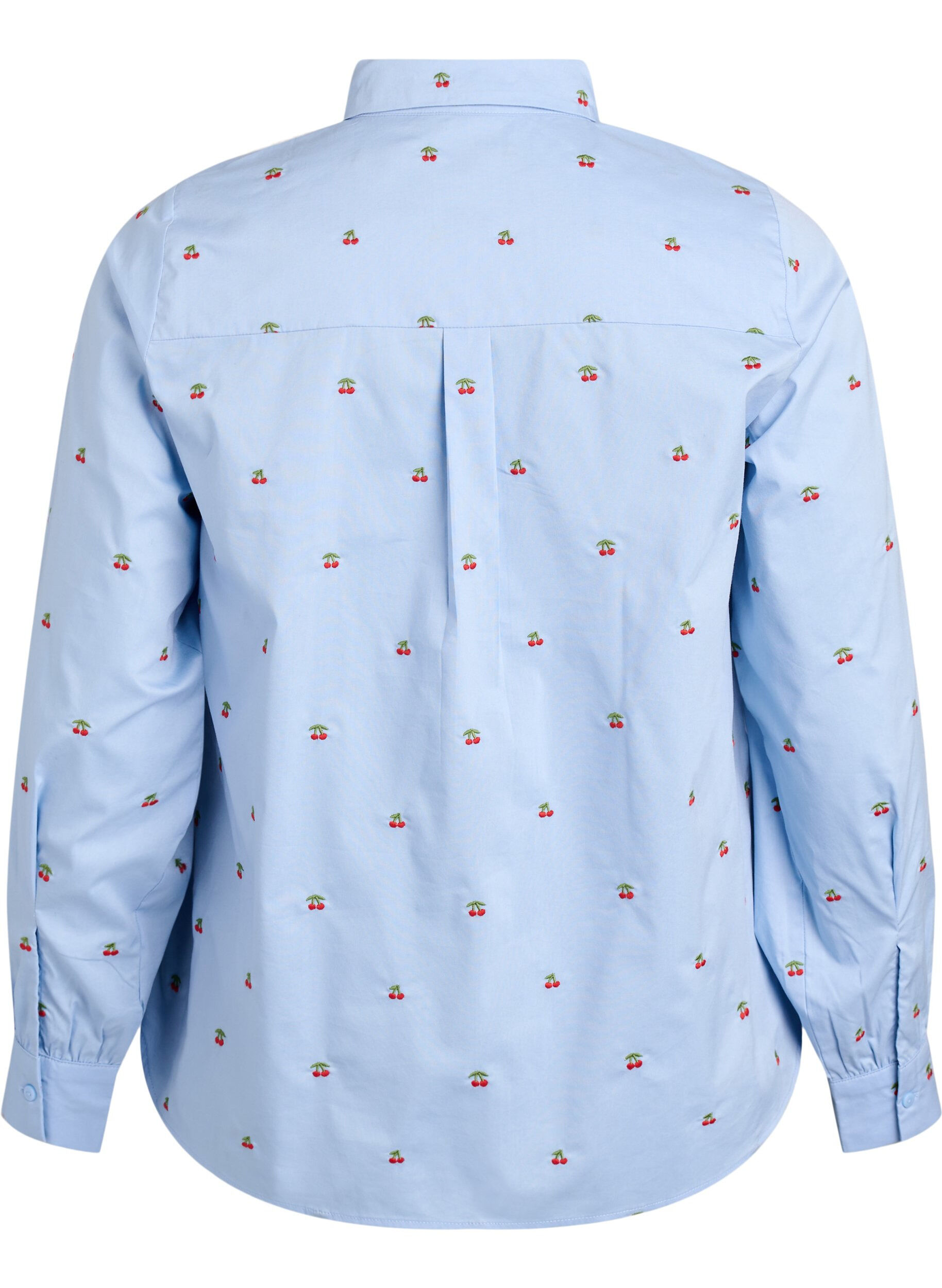 ZizziSkjorte med broderede kirseb&aelig;r, Bl&aring;, Packshot image number 1