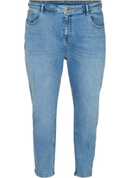 Cropped mom fit jeans med høj talje, Light blue denim