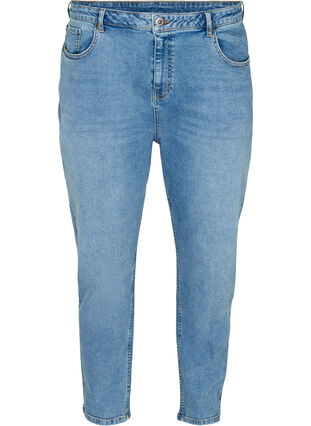 Cropped mom fit jeans med høj talje, Light blue denim, Packshot image number 0