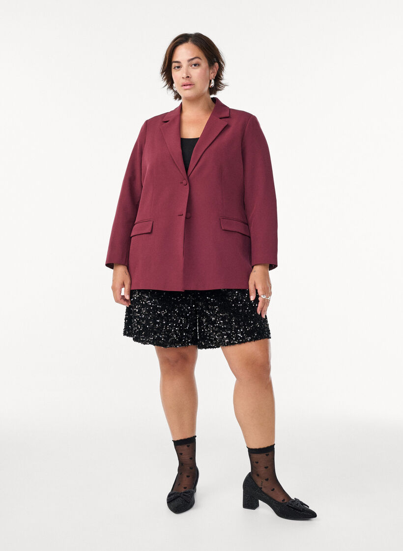 Klassisk blazer med knaplukning, R&oslash;d, Model image number 1