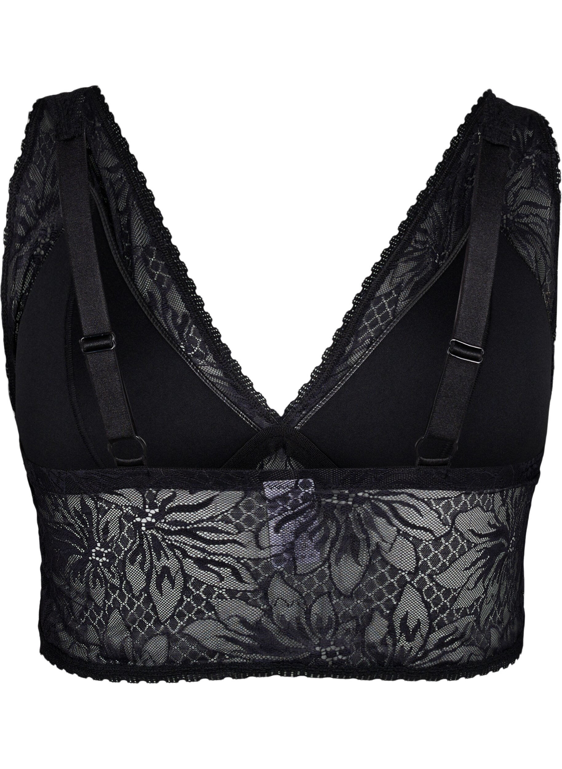 Zizzi Blonde bralette med bl&oslash;d vattering, Black, Packshot image number 1