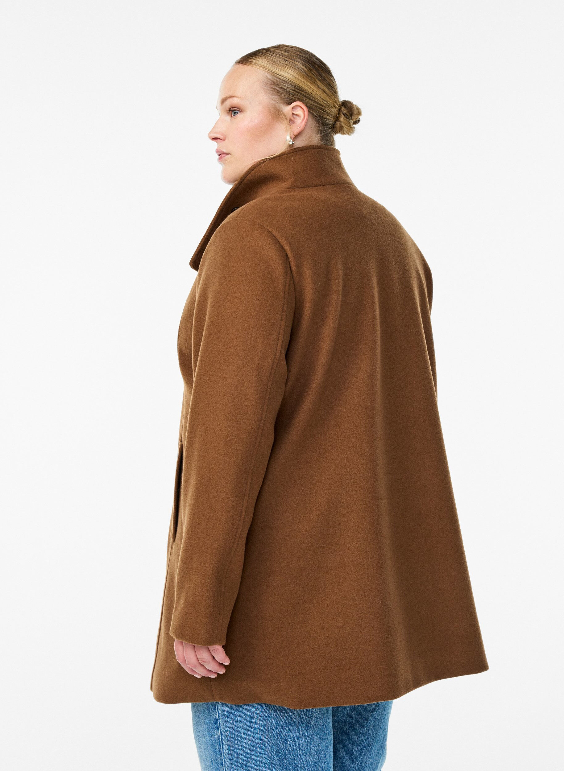 ZizziKort frakke med A-facon, Brun, Model image number 2