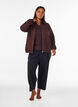Sweatcardigan med h&oslash;j krave og lynl&aring;s, Brun, Model image number 1