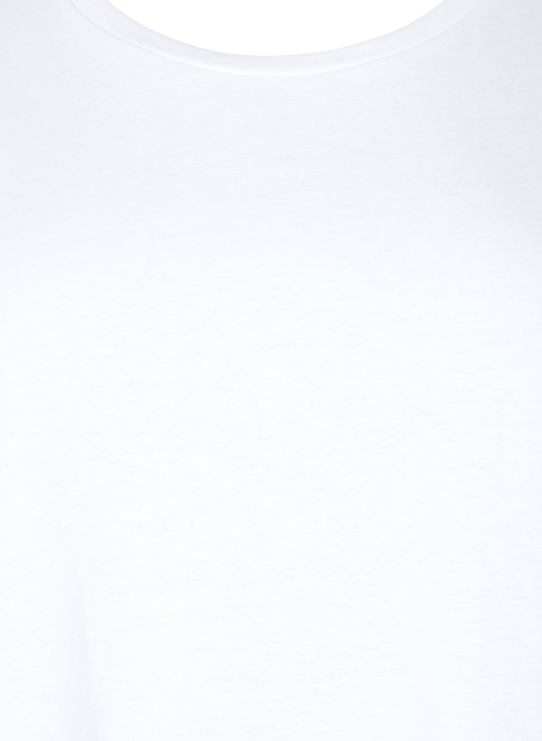 Zizzi Kort&aelig;rmet t-shirt i bomuldsblanding, Hvid, Packshot image number 2