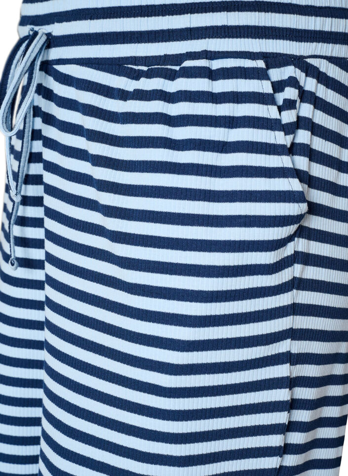 Stribede natbukser med h&oslash;j talje og brede ben, Bl&aring;, Packshot image number 2