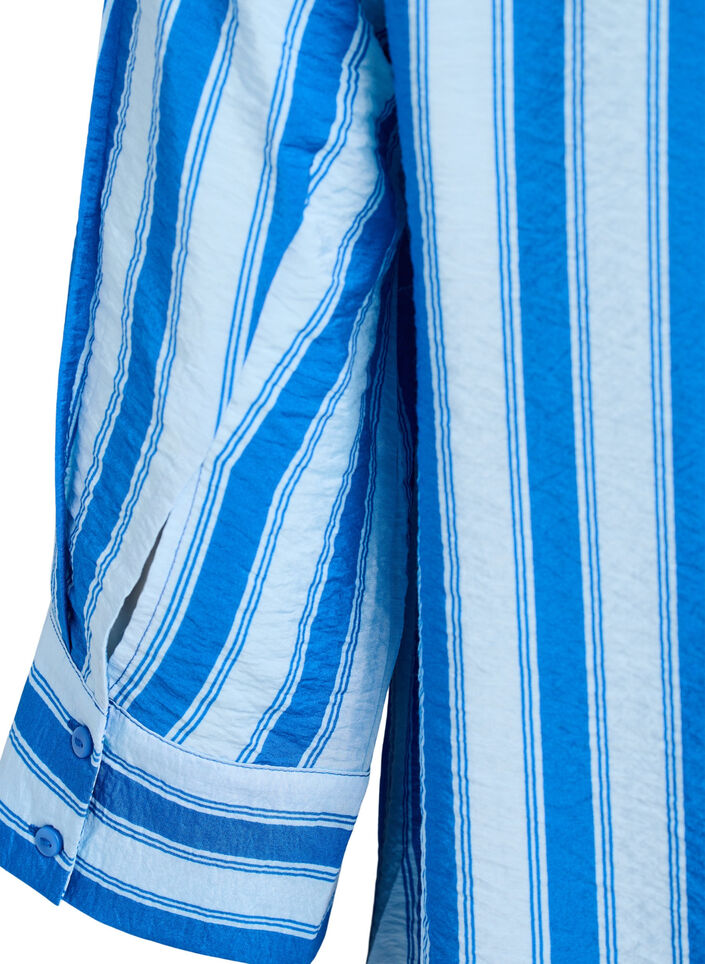 Kort kjole med krave og brystlomme, Bl&aring;, Packshot image number 3