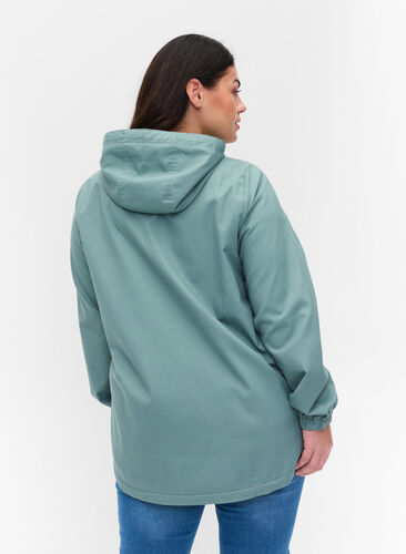 jakke med hætte og justerbar bund - Grøn - Str. - Zizzi