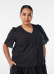 Bluse i broderie anglaise med knaplukning, Sort, Model image number 0