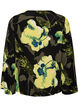 Blomstret bluse med b&aring;dudsk&aelig;ring og brede &aelig;rmer, Sort, Packshot image number 1