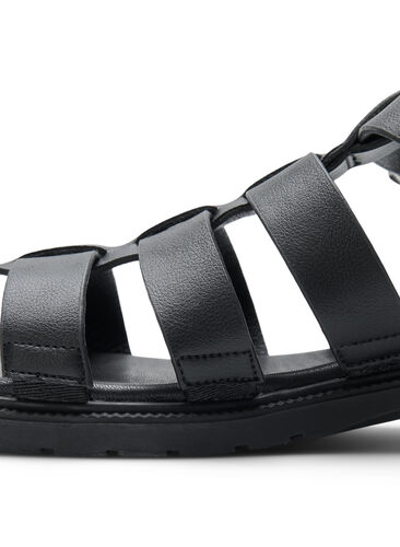 Wide fit læder sandal, Black, Packshot image number 4