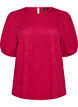 Bluse med struktur og korte &aelig;rmer, Lyser&oslash;d, Packshot image number 0