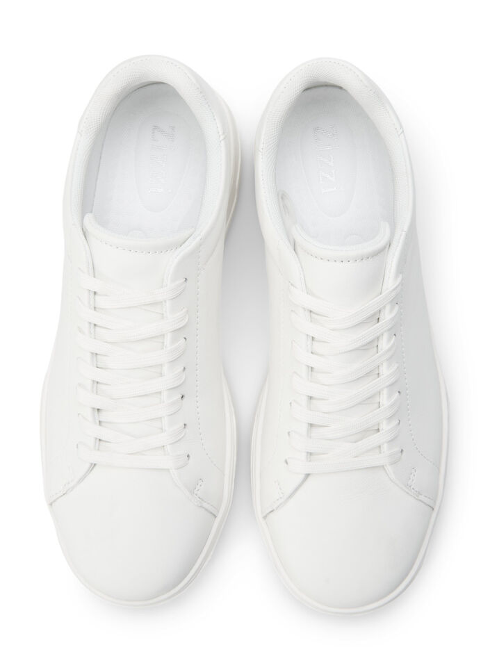 Wide fit - Læder sneakers, White, Packshot image number 1